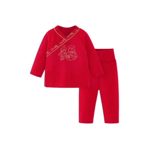 Mini Bala Домашняя одежда Двухкомпонентный комплект Китайский красный для малышей и детей дошкольного возраста