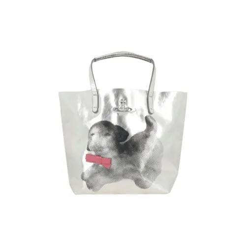 Vivienne Westwood Studio Коровья кожа Тоут Сумка Сумка для покупок Сумка на плечо Сумка Маленькая Women's Silver