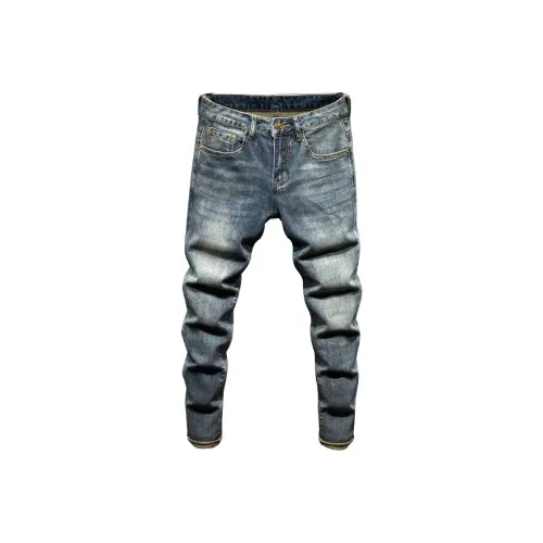 JIKENDI Винтажные синие мужские джинсы