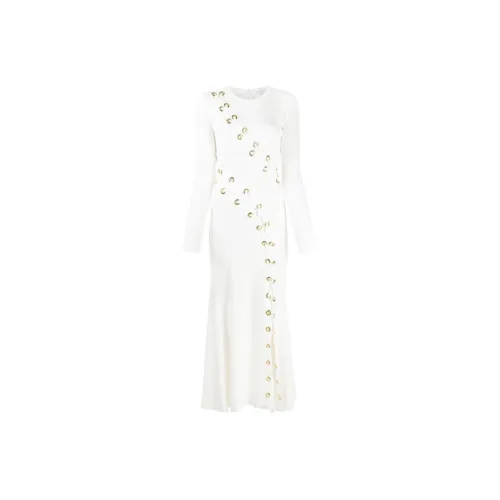 Alexander McQueen Белое Женское Длинное Платье с Рукавами