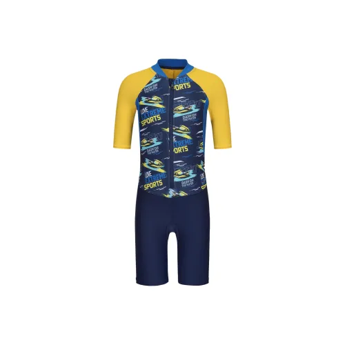 DECATHLON Облегающий детский купальник детский темно-синий