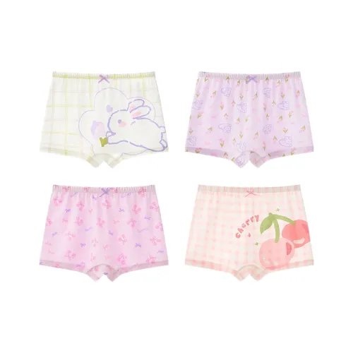 Cotton Трусы 4 пачки Белый+Фиолетовый+Розовый+Фиолетовый Детские