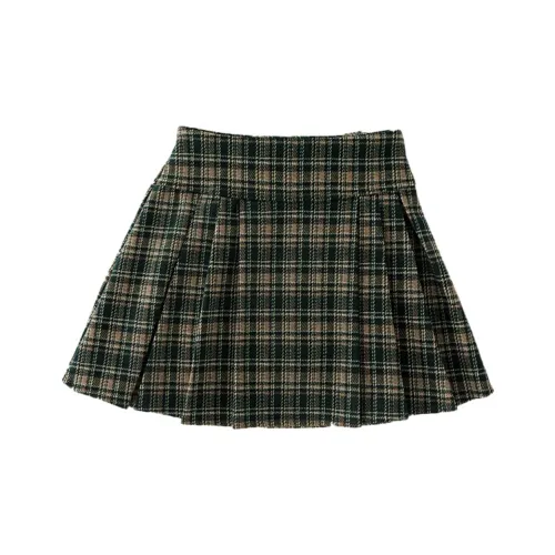 Youyou 1 Point Клетчатая Юбка Подростки Зеленая Клетка