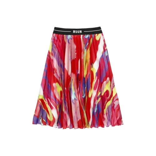 MSGM Многоцветный Логотип бренда Умеренный Юбка Детский Красный