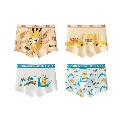 MIIOW 4 шт [Хаки + Белый + Хаки + Белый] Kids Трусы