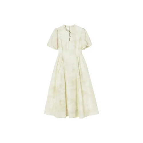 XIANGYING Короткий рукав Платье Женское Фруктовый зеленый