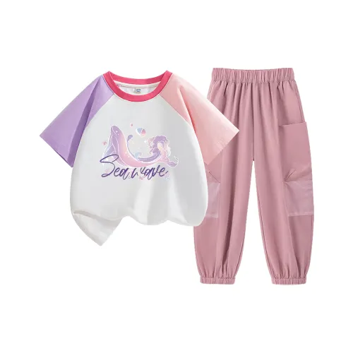 La Chapelle Kids Повседневная спортивная одежда Розово-фиолетовый Блестящий Кит Дымчато-розовый Однотонный Детский