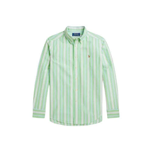 Polo Ralph Lauren Полосы Рубашка Весна-осень Детский Зеленый