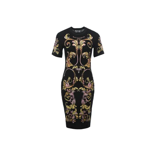 VERSACE JEANS COUTURE SS25 Короткий рукав Платье Женское Черное