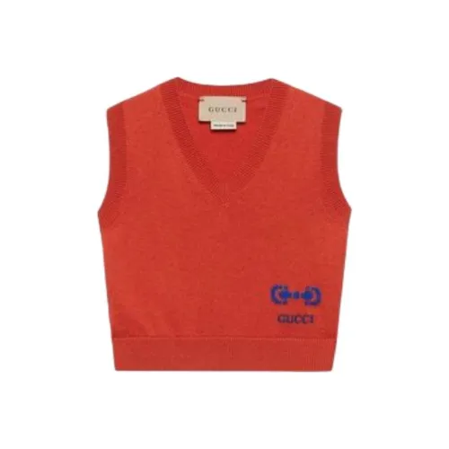 GUCCI Майка Детская одежда Хлопковый жилет с застежкой Horsebit Оранжевый Малыш