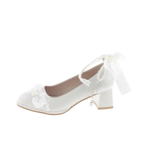 Dawei's House Грубый каблук Высокие каблуки Женские Экрю Набор в подарочной коробке