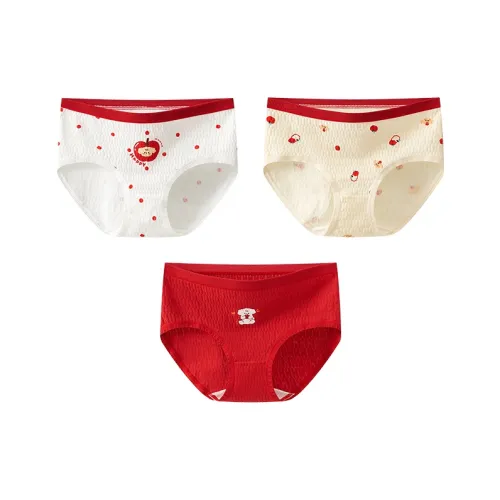 MIIOW 3 шт Белый+Абрикос+Красный Kids Трусы