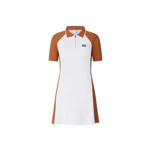 FILA Теннис Ананас Коричневый Женские Короткие Платья с Рукавами