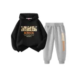 Комплект одежды (Водолазка черный топ + Водолазка серые штаны)