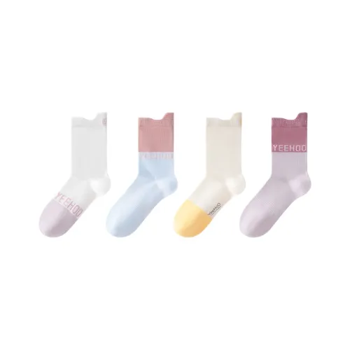 YeeHoO Носки 4 пачки озорной цветовой блок для подростков