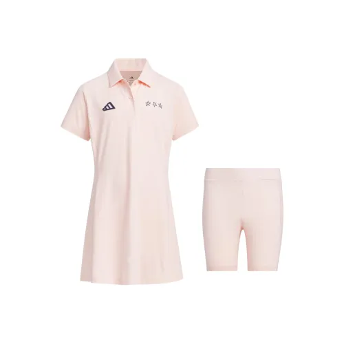 Детский комплект Adidas с юбкой для девочек 3-7 лет цвет ледяной кристалл розовый