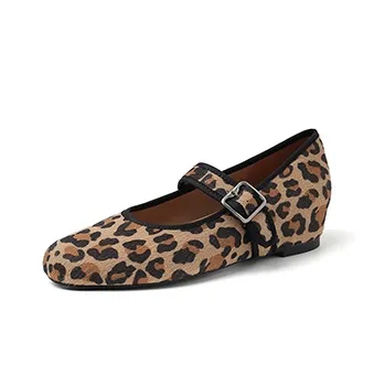 Gredio Плоская подошва Туфли Мэри Джейн Женские Леопардовый принт