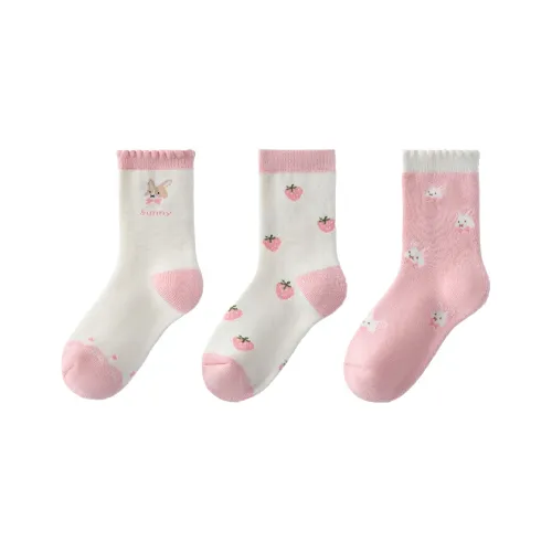 YeeHoO Носки 3 пачки клубничный кролик для детей 3-7 лет