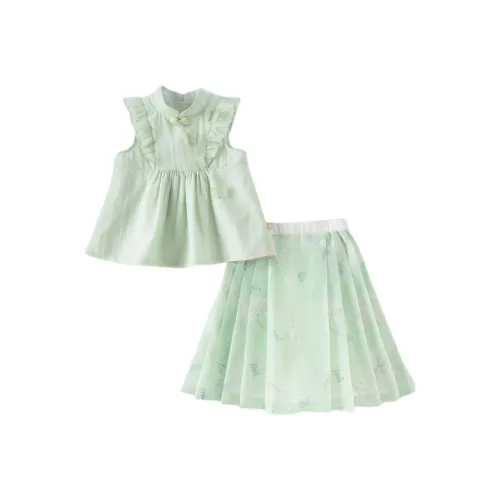 Детский комплект DAVE BELLA для детей 3-7 лет с юбкой светло-серый зеленый