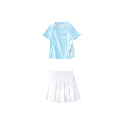 Подростки Elephants Комплект с юбкой 19047 Синий Короткий рукав Рубашка + 1566 Белая Юбка