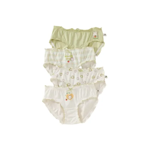 MIIOW 4 шт [Травяной зеленый + Бежево-абрикосовый + Бежево-абрикосовый + Бежево-абрикосовый] Kids Трусы