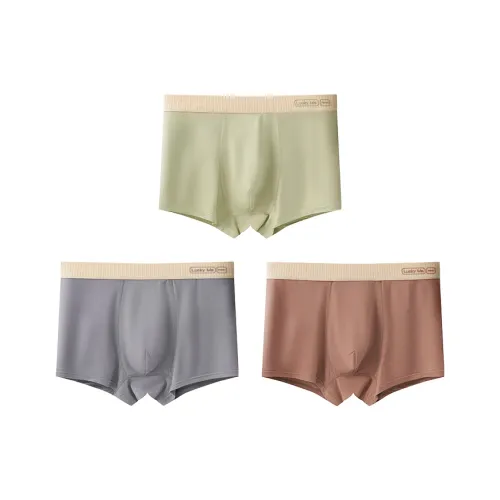 Хлопок Трусы 3 упаковки [Изумрудно-зеленый + Светло-серый + Чайно-коричневый] Подростки