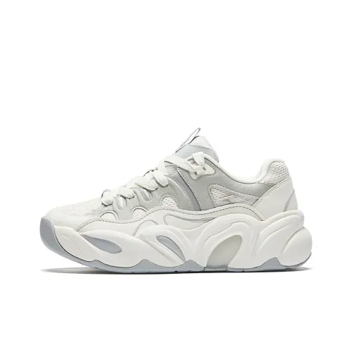 ANTA Противоскользящий Износостойкий Дышащий Низкий Топ Кроссовки с Толстой Подошвой Женские Белый Серый