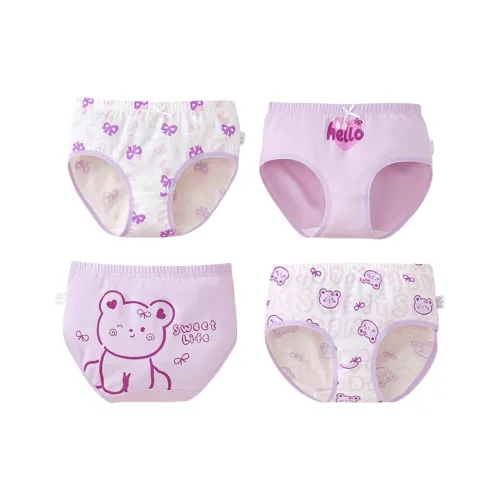 MIIOW 4 шт [Экрю + Светло-фиолетовый + Светло-фиолетовый + Экрю] Kids Трусы