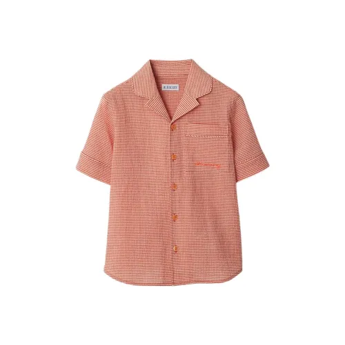 Burberry Детская одежда Клетка Логотип Одинадержащая Короткий рукав Летний Детский Оранжевый Красный