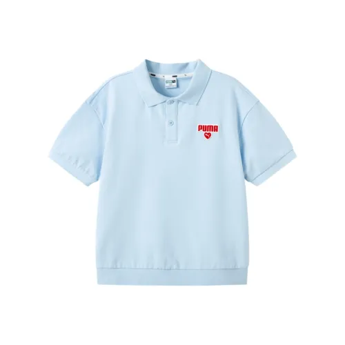 PUMA Поло SS25 Джинсовый Светло-Синий Детский
