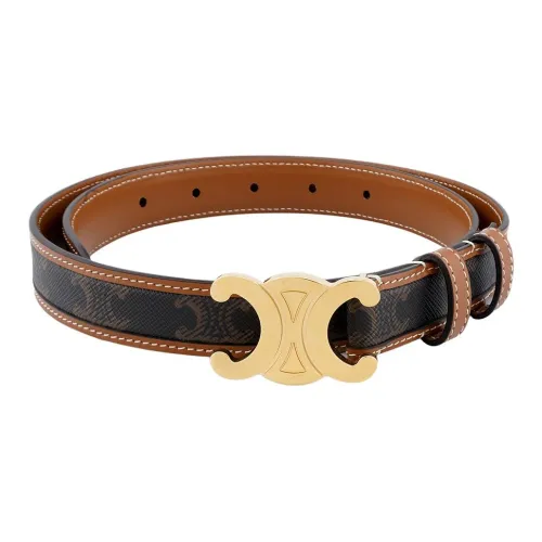 CELINE Коровья кожа холст ремень унисекс рыжевато-коричневый ширина 2,5 см