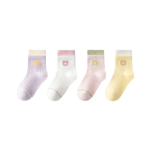 MIANQIXIONG Носки Корейский стиль Девчачий 4 пачки [Безшовный крой Мягкий Удобный] Детский