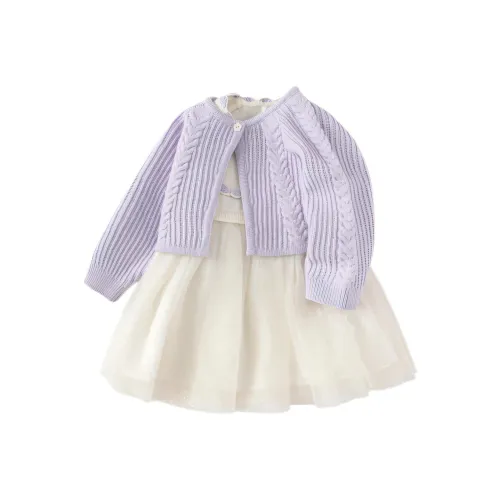 Комплект для малышей и детей дошкольного возраста BALABALA с юбкой FW AW24 белый фиолетовый тон 00417