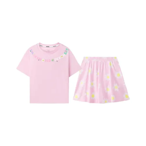 Дети 3-7 лет Skechers Kids x SMILEYWORLD Комплект с юбкой SS25 Smile Белый узор Розовый Подкладочная ткань Принт 05UG