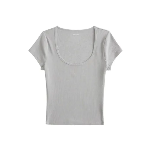 Hollister Светло-пшеничный серый Женские футболки