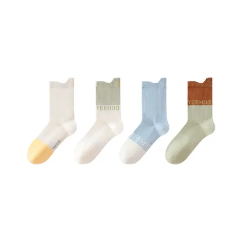 YeeHoO Носки 4 пачки веселье цветовой блок подростки