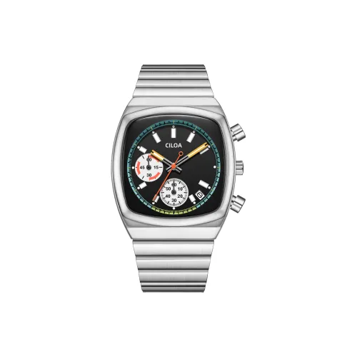 CILOA Кварцевый механизм ремешок из нержавеющей стали мужские часы черный циферблат