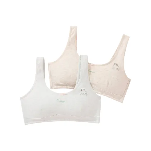 Montagut Буква Мультяшный Однотонный Тонкий Бюстгальтер Подростки 2 Упаковки