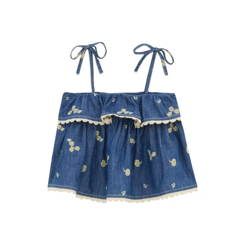 Zimmermann Топ на бретелях SS25 Синий Подростки