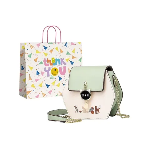 Three Ducklings ПУ (полиуретан) Сумка через плечо Стандартная Женская Белая и Зеленая Черная Экрю