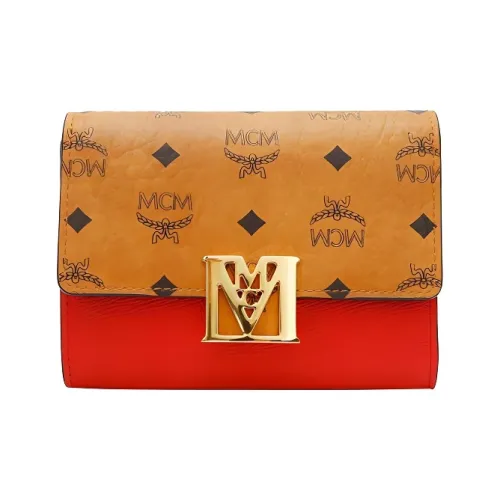 MCM Visetos Коровья кожа Кошелек Маленький Женский Красный