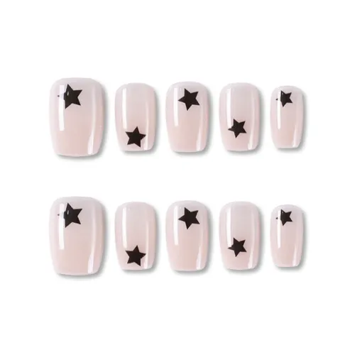 Gentle Welcome Лето Минималистский стиль Звезды False Nail Короткий Розовый Однотонный Кошачий глаз