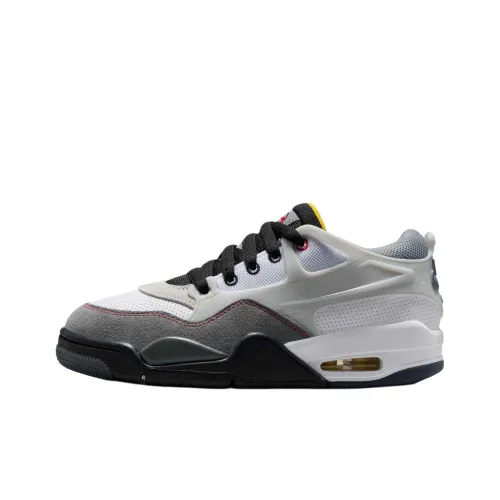 Jordan Air Джордан 4 Детские баскетбольные кроссовки Низкий топ Белый Черный Дымчато-серый Огненно-красный Унисекс