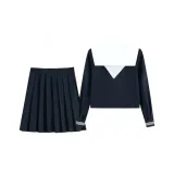 Длинный рукав топ + короткая юбка комплект одежды (включает белый бело малыш бандана брелки)