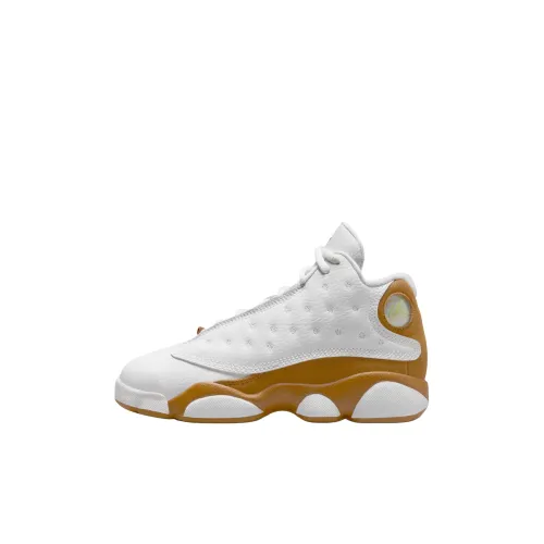 Jordan Air Jordan 13 Противоскользящие Устойчивые к износу Высокие Детские Баскетбольные Кроссовки Белый-Коричневый Детский