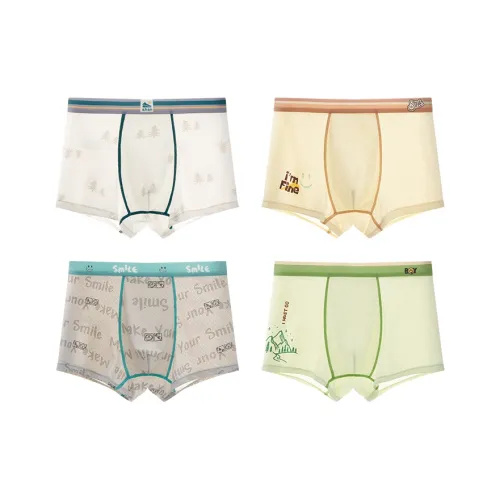 Cotton Трусы 4 пачки Белый + Светло-зеленый + Бежевый Абрикос + Серый Подростки