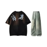 Комплект одежды (Черный топ (320 г, тяжелый) + Желтые грязные штаны)