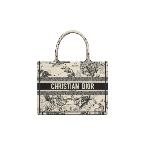 DIOR BookTote Хлопок Сумка Средний Женский Бежевый и Черный