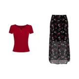 Красный топ + длинная юбка (набор из двух предметов)