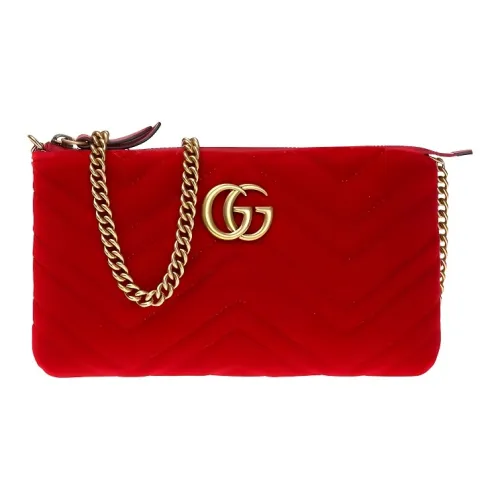 GUCCI GG Marmont Quilted Бархат Сумка с цепочкой Сумка через плечо Женская Красная